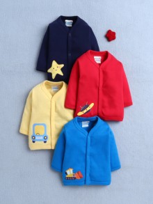 BUMZEE Yellow & Red Boys Full Sleeves Cotton Jablas Pack Of 4