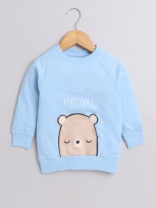 BUMZEE Sky Blue Boys Full Sleeves Cotton Sweatshirt