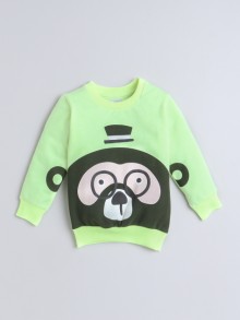 BUMZEE Neon Green Boys Full Sleeves Sweatshirt