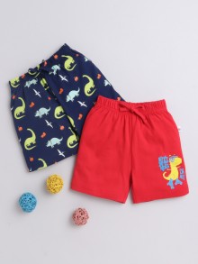 BUMZEE Navy & Red Boys Shorts Pack Of 2