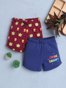 BUMZEE Indigo & Magenta Girls Shorts Pack Of 2