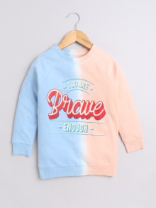 BUMZEE Blue & Peach Boys Full Sleeves Cotton Sweatshirt