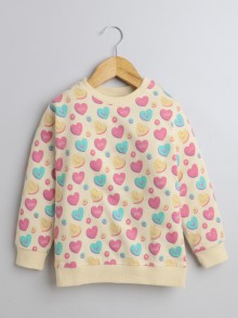 BUMZEE Beige Girls  Full Sleeves Cotton Sweatshirt