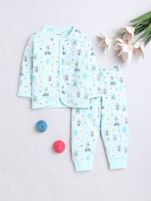 BUMZEE Mint Green Baby Boys Full Sleeves Jabla & Pyjama Set