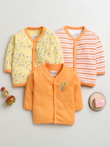 BUMZEE Yellow & Orange Girls Full Sleeves Cotton Jablas Pack Of 3