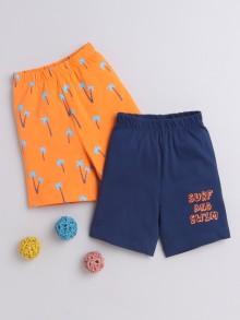 BUMZEE Navy & Orange Boys Shorts Pack Of 2