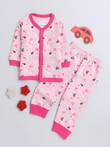 BUMZEE Pink Baby Girls Full Sleeves Jabla & Pyjama Set