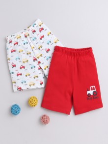 BUMZEE Red & White Boys Shorts Pack Of 2