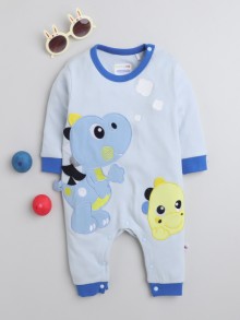 BUMZEE Sky Blue Boys Full Sleeves Fashion Trendy Sleepsuit