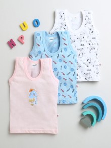 BUMZEE Pink & Blue Boys Vest Pack Of 3