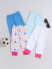 BUMZEE Blue & White Full Length Girls Pyjamas Pack Of 4