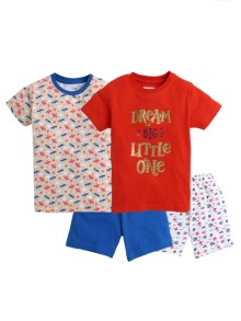 Bumzee Red & Blue Boys T-Shirt & Short Set Pack Of 2