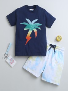 BUMZEE Navy & White Boys Half Sleeves T-Shirt & Short Set