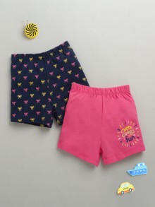 BUMZEE Navy & Pink Girls Shorts Pack Of 2