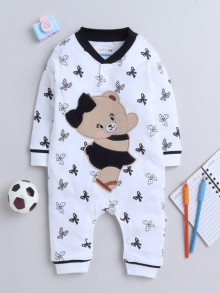 BUMZEE White Girls Full Sleeves Trendy Sleepsuit With Hood